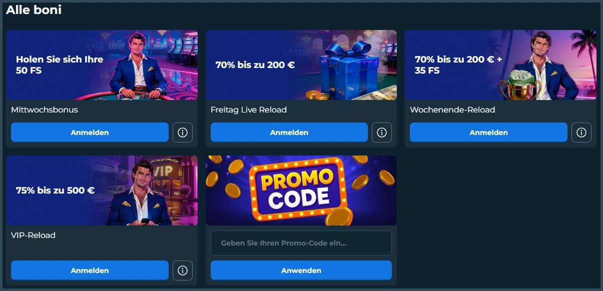Aktionen und Boni bei Rolly Spin Casino