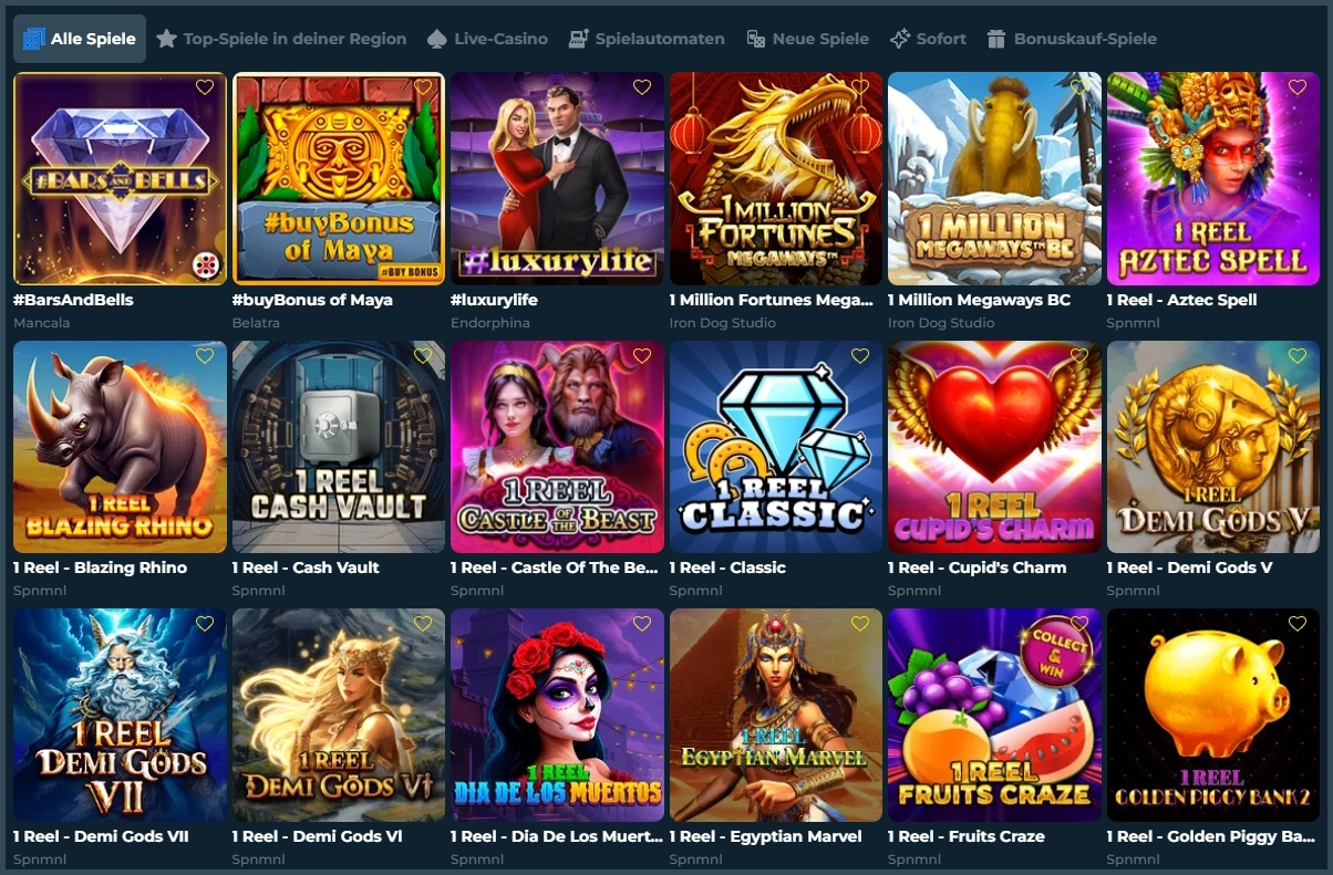 Entdecke die vollständige Slot-Sammlung bei RollySpin