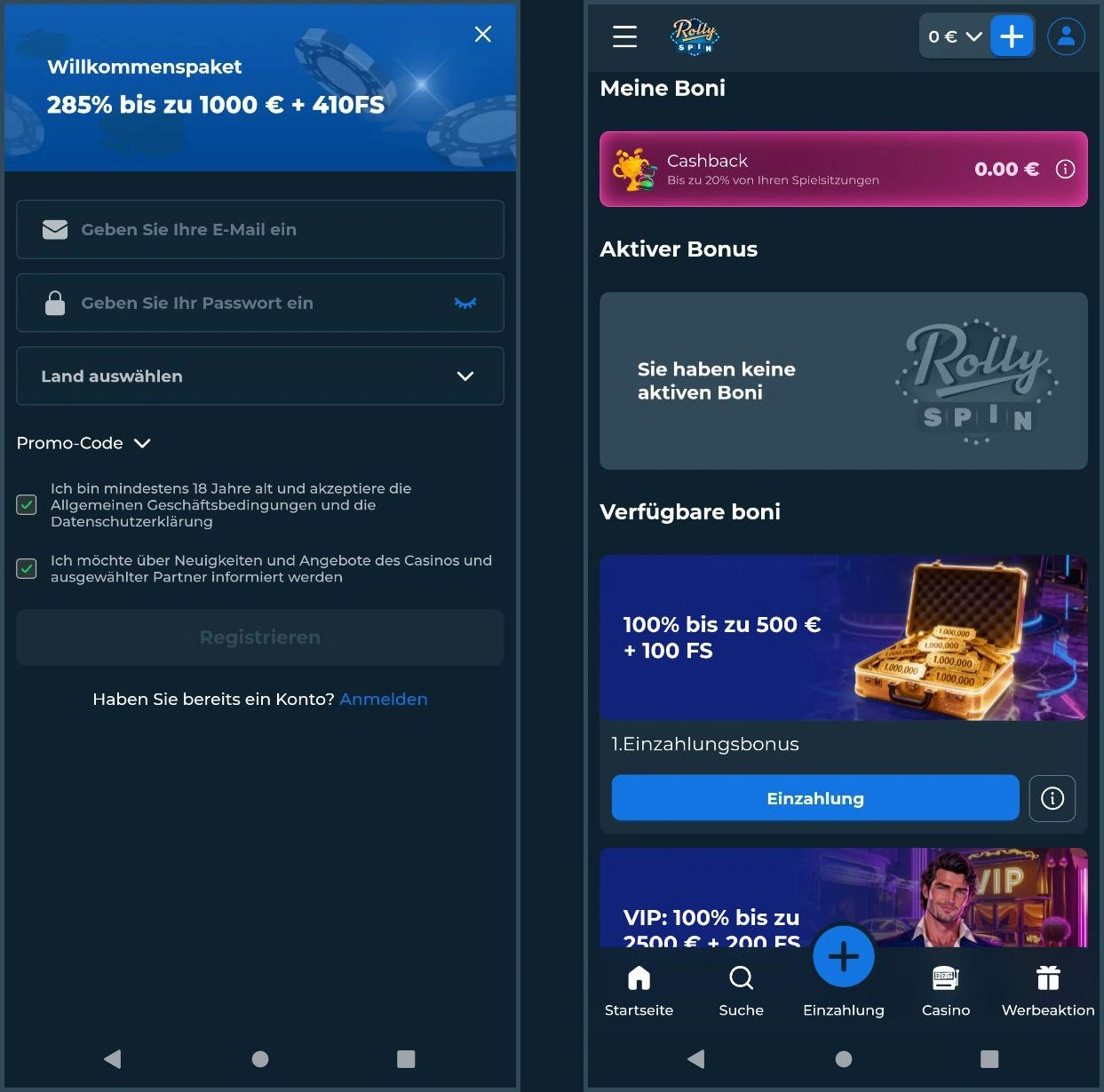 Schnelle Registrierung für neue Spieler bei RollySpin